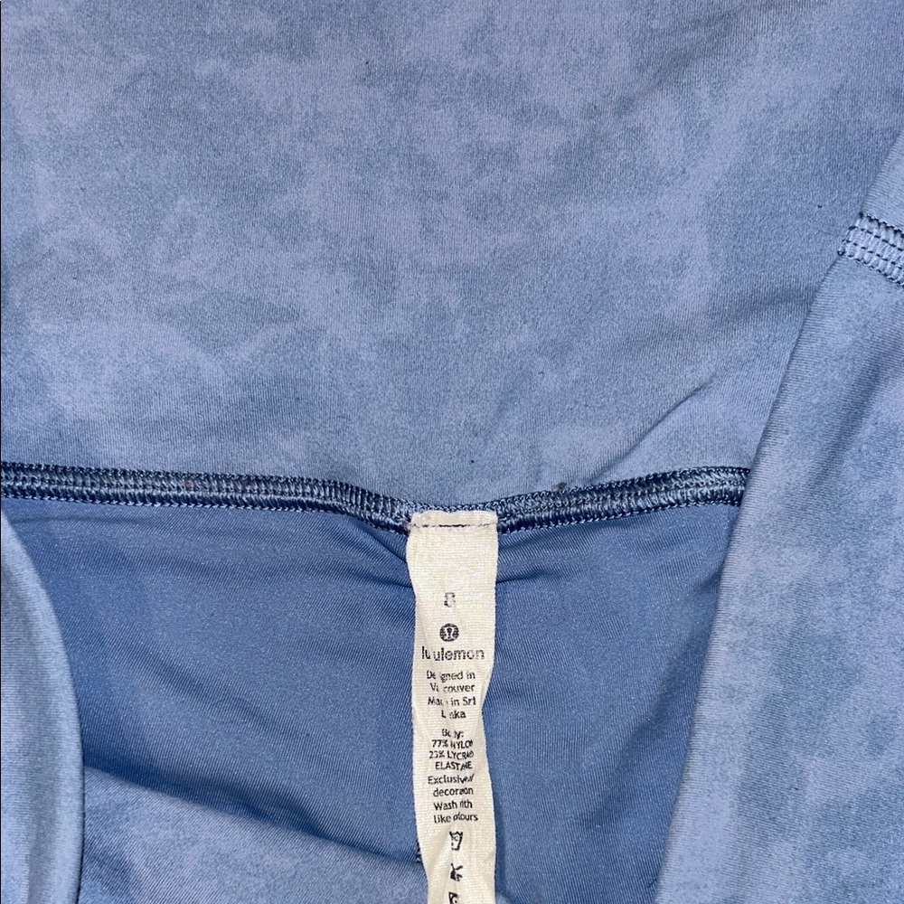 RARE lululemon Dusty Blue Marble-Effect Leggings with criss-cross waist band - Picture 2 of 3
